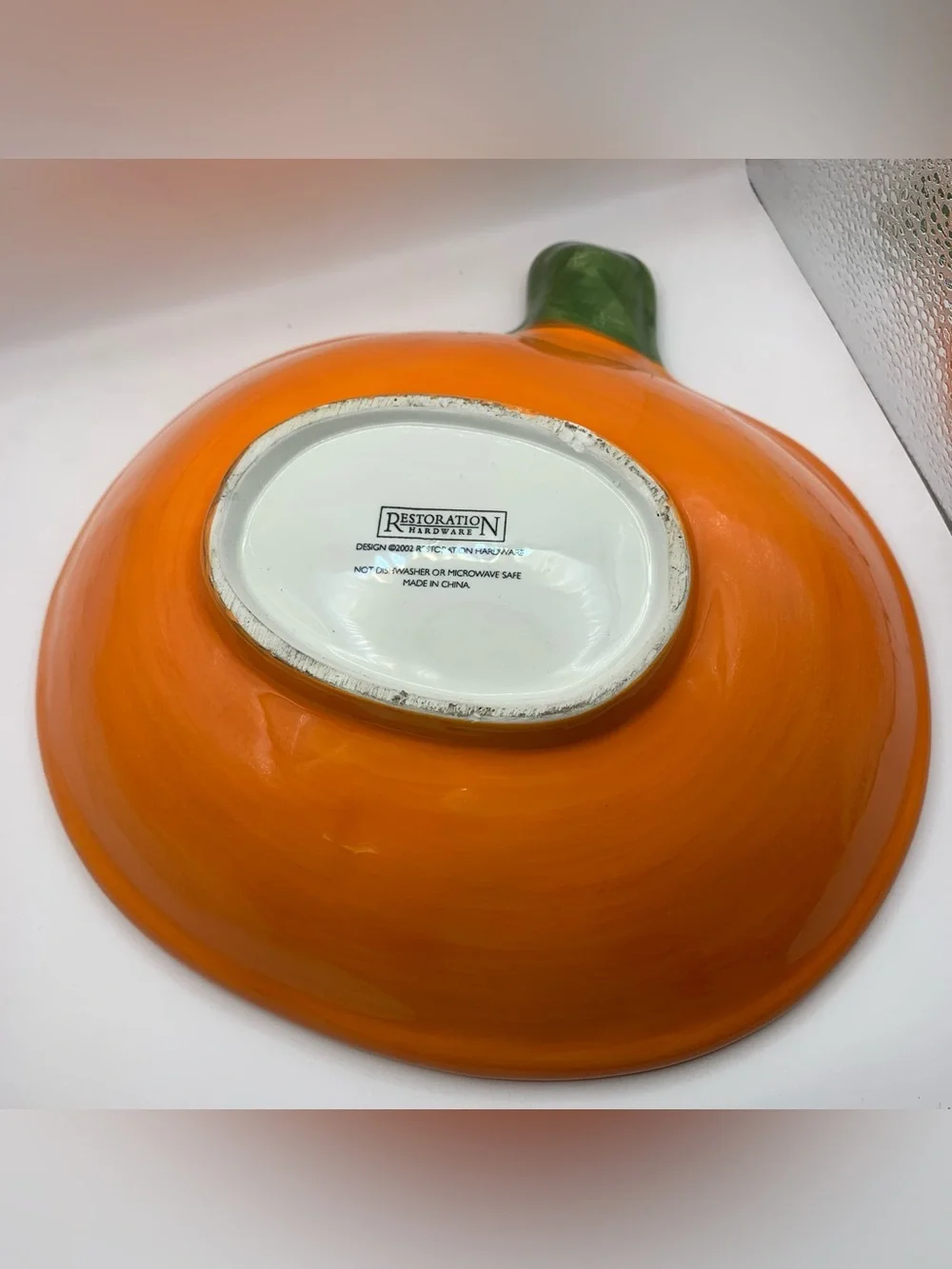 Restoration Hardware 2002 Ceramic Pumpkin Candy Dish 10”x10” Halloween